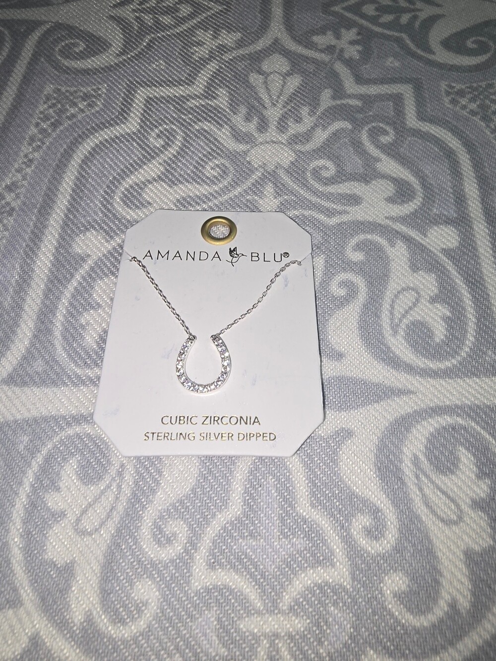 Amanda Blu Cubic Zirconia Sterling Silver Dipped Horseshoe Necklace